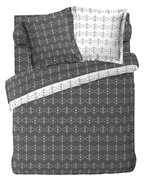 Biała/ciemnoszara bawełniana poszwa na kołdrę dwuosobowa 240x220 cm Aristide – douceur d'intérieur
