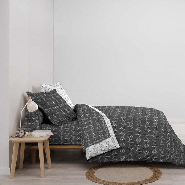 Biała/ciemnoszara bawełniana poszwa na kołdrę dwuosobowa 240x220 cm Aristide – douceur d'intérieur