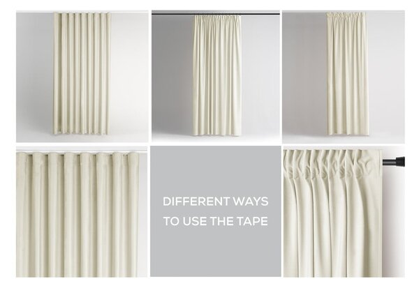 Kremowa aksamitna zasłona częściowo zaciemniająca (dimout) 140x245 cm Pleat – Restilo