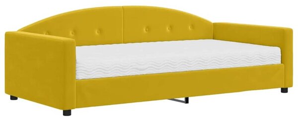 Sofa z materacem do spania, żółta, 100x200 cm, aksamit