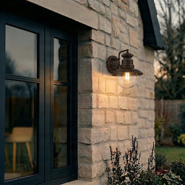 Zewnętrzna Lampa Lindby, EDDIE, ściemnialny, brąz rdzawy, balkon, metal, dworkowy | rustykalny