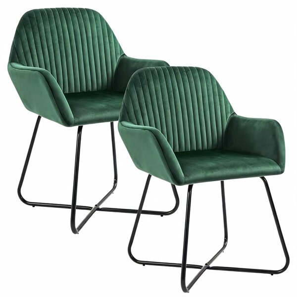 Komplet 2 zielonych welurowych krzeseł A5-N89