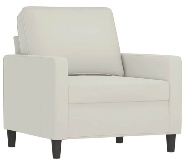 Fotel, kremowy, 60 cm, obity aksamitem