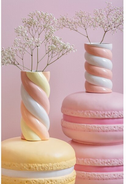 Biały/różowy ceramiczny wazon (wysokość 23 cm) Marshmallow – PT LIVING