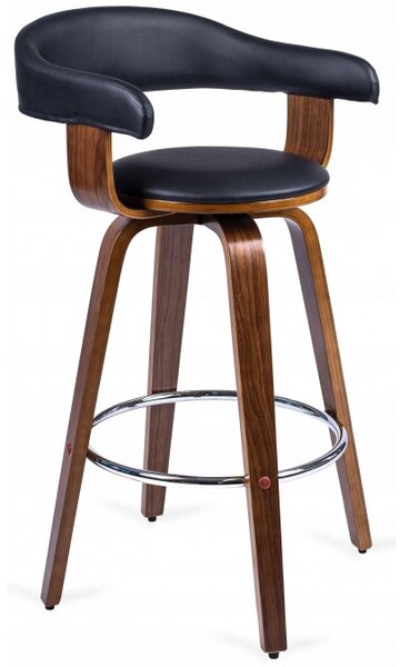 Krzesło Barowe Tapicerowane Hoker z Drewna Giętego NEBRASKA Ekoskóra Nowoczesne Loft
