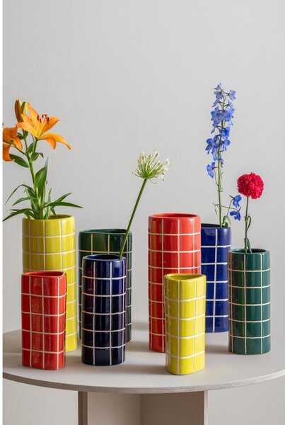 Niebieski ceramiczny wazon (wysokość 30 cm) Retro Tiles – PT LIVING