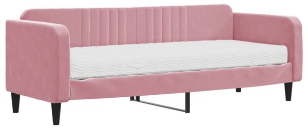 Sofa z materacem do spania, różowa, 80x200 cm, aksamit