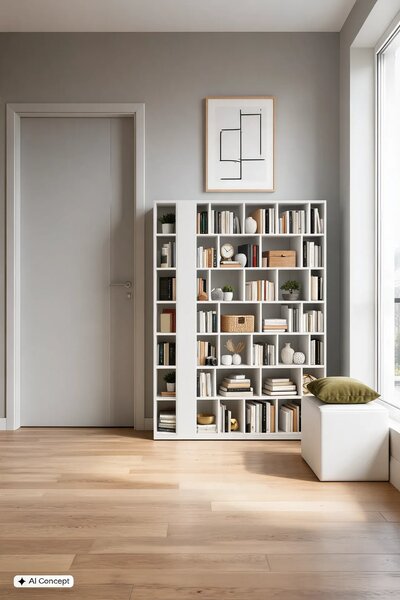 Biała duża biblioteczka regał na książki do salonu E8-E68