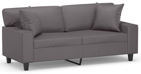 Sofa 2-osobowa z poduszkami, szara, 140 cm, sztuczna skÃ³ra