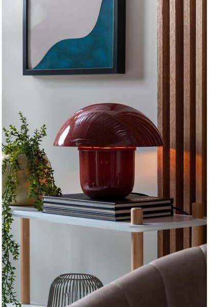 Bordowa metalowa lampa stołowa (wysokość 25 cm) Fat Mushroom – Leitmotiv