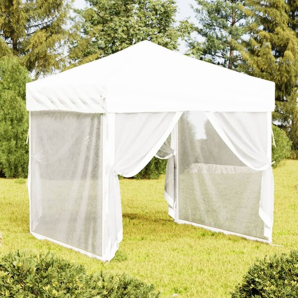Składany namiot imprezowy ze ściankami, biały, 2x2 m