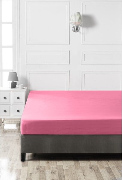 Różowe bawełniane prześcieradło z gumką 140x200 cm – Mijolnir