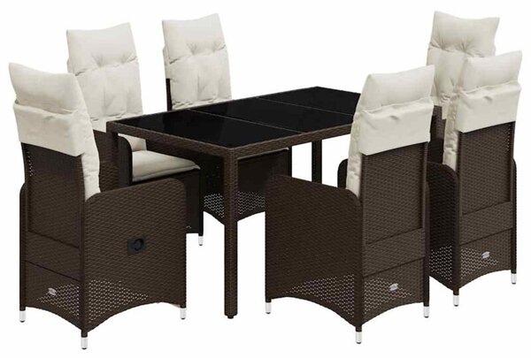 Zestaw Mebli Ogrodowych Komplet Jadalniany Z Poduszkami 7-Częściowy Brązowy Rattan Na Taras Balkon Ogród