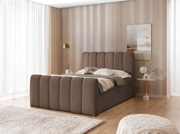 MebleMWM Łóżko kontynentalne z pojemnikiem i topperem CHLOE | 160x200 | Kolor do wyboru