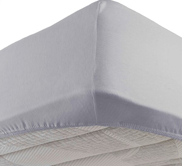 Jasnoszare dżerzejowe prześcieradło z gumką 90x190 cm Jersy – douceur d'intérieur