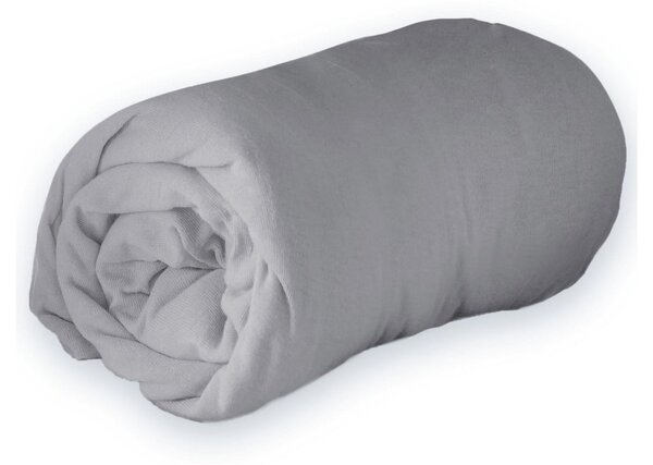 Jasnoszare dżerzejowe prześcieradło z gumką 90x190 cm Jersy – douceur d'intérieur