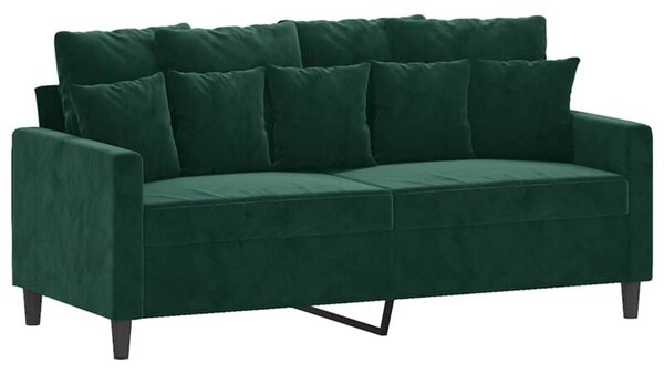 Sofa 2-osobowa, ciemnozielona, 140 cm, tapicerowana aksamitem