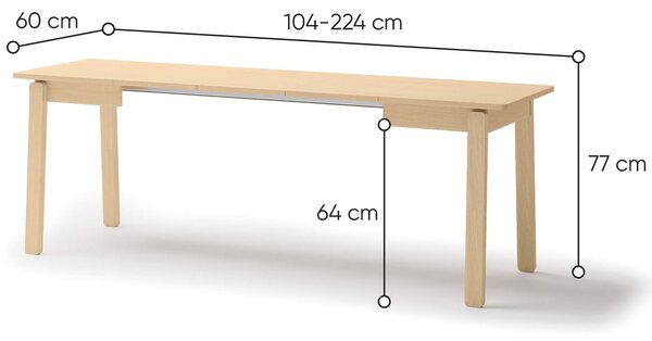 MebleMWM Stół rozkładany PLOT PT-02 | 104-224 | Dąb jasny