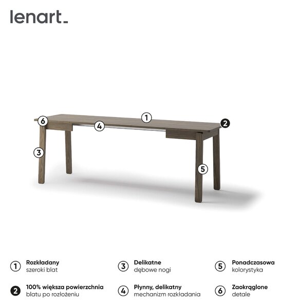 MebleMWM Stół rozkładany PLOT PT-02 | 104-224 | Dąb ciemny