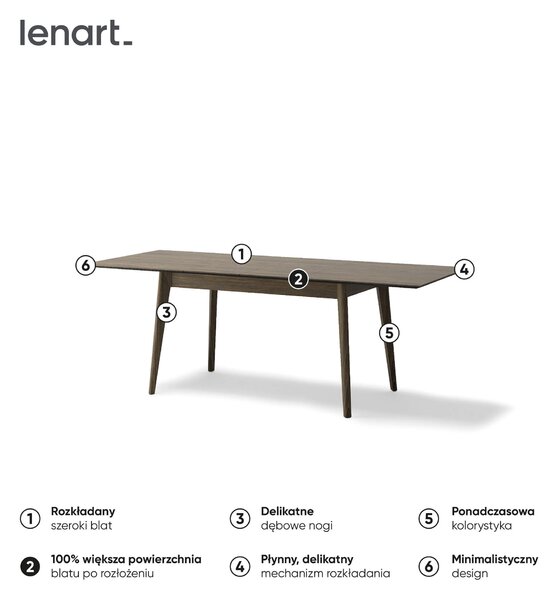MebleMWM Stół rozkładany PLOT PT-03 | 145-220 | Dąb ciemny