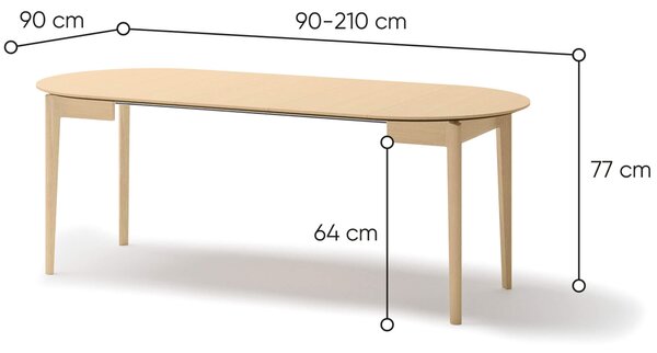 MebleMWM Stół Okrągły rozkładany PLOT PT-05 | 90-210 | Dąb jasny