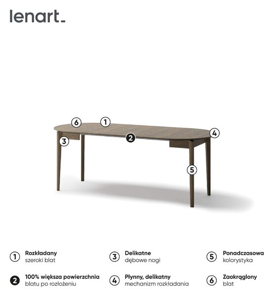 MebleMWM Stół Okrągły rozkładany PLOT PT-05 | 90-210 | Dąb ciemny