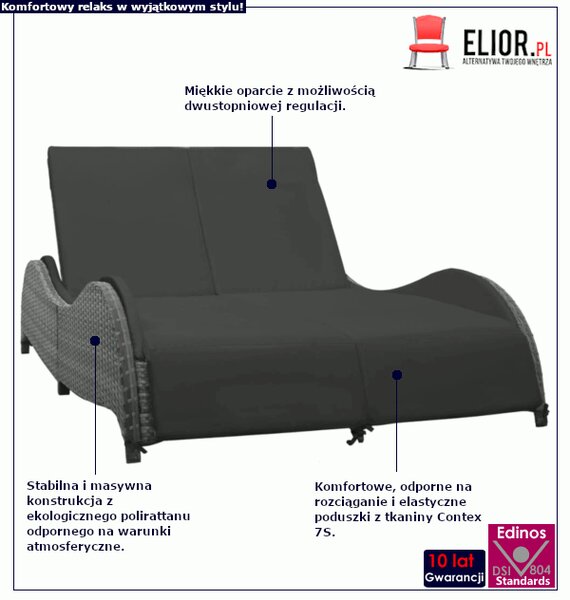 Podwójna leżanka ogrodowa z technorattanu E8-L58