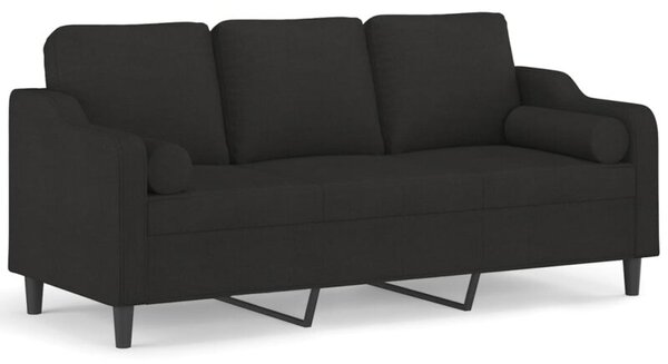 Sofa 3-osobowa z poduszkami, czarna, 180 cm, tkanina