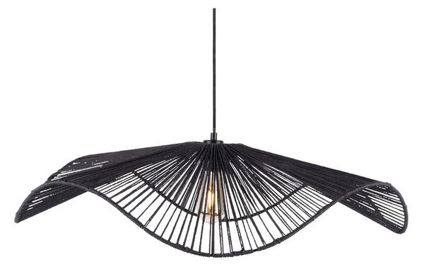 Czarna metalowa lampa wisząca z kloszem plecionki papierowej ø 80 cm Sombra – Leitmotiv