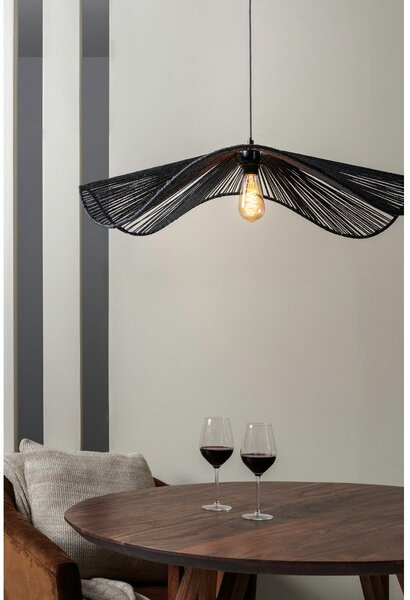 Czarna metalowa lampa wisząca z kloszem plecionki papierowej ø 80 cm Sombra – Leitmotiv
