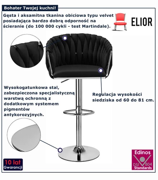 Czarny pleciony hoker z oparciem N1-N85