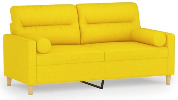 Sofa 2-osobowa z poduszkami, jasnoÅ¼Ã³Åta, 140 cm, tkanina
