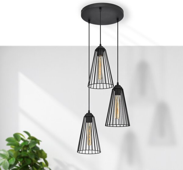 Lampa wisząca druciana na kole Torri W-KD 1344/3 BK-B