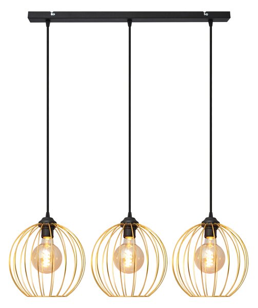 Lampa wisząca potrójna MERCURE czarno-złota W-L 1388/3 BK-B GO MAT