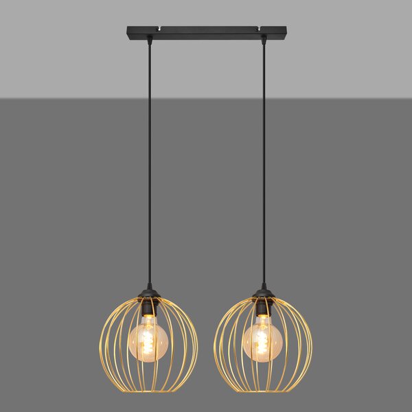 Lampa wisząca podwójna MERCURE czarno-złota W-L 1388/2 BK-B GO MAT