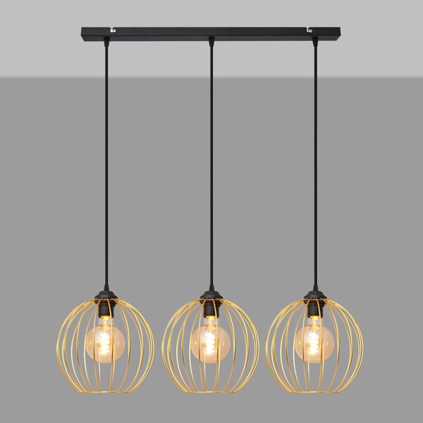 Lampa wisząca potrójna MERCURE czarno-złota W-L 1388/3 BK-B GO MAT