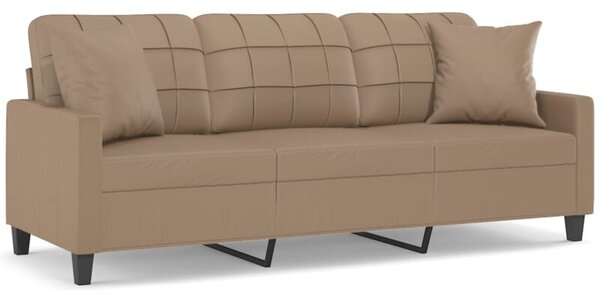 Sofa 3-osobowa z poduszkami, cappuccino, 180 cm, sztuczna skÃ³ra