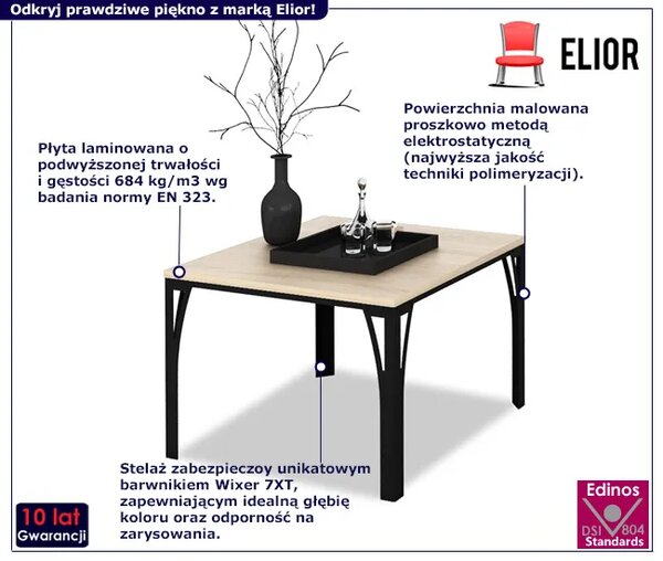 Loftowy stolik kawowy czarny + dąb sonoma H2-M59