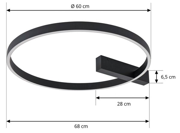Lampa sufitowa LED Isalin Lucande, możliwość ściemniania, czarny, salon / jadalnia, aluminium, nowoczesny