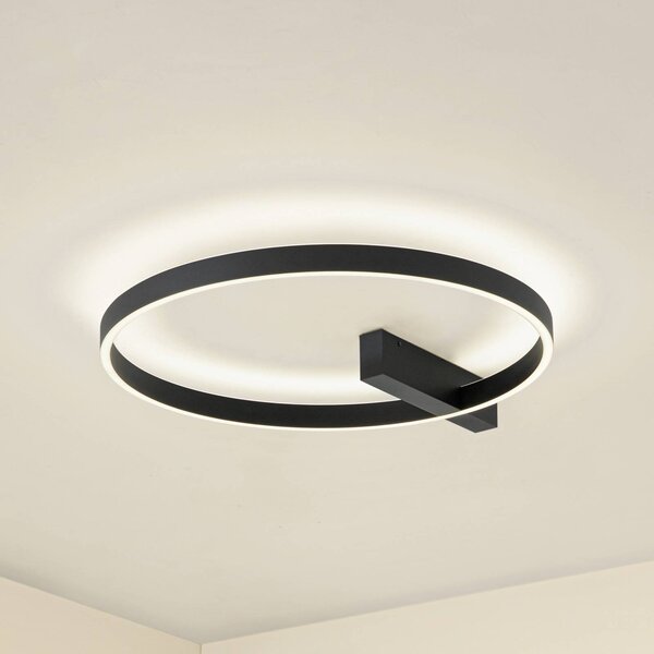 Lampa sufitowa LED Isalin Lucande, możliwość ściemniania, czarny, salon / jadalnia, aluminium, nowoczesny