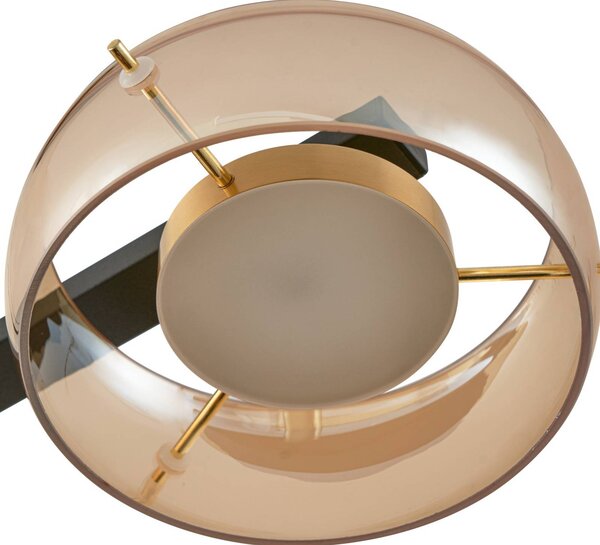 Lampa wisząca szklana Martis Lucande, możliwość ściemniania, kremowy / amber, salon / jadalnia, szkło, nowoczesny
