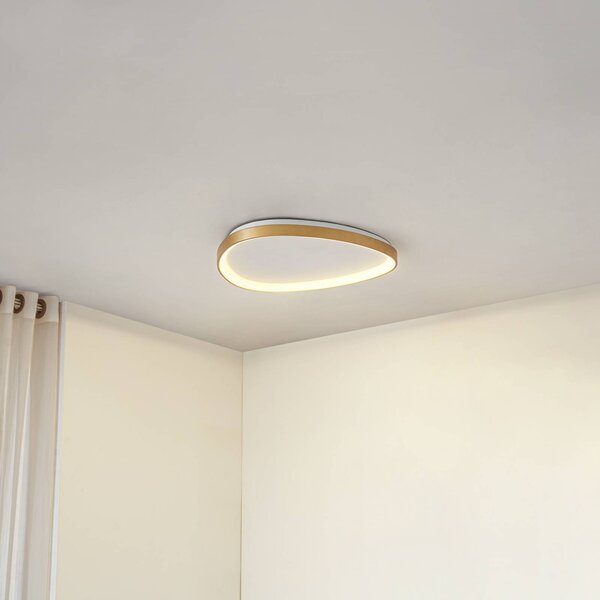 Lampa sufitowa LED Asken Lucande, możliwość ściemniania, mosiężny / złoty, salon / jadalnia, aluminium, nowoczesny