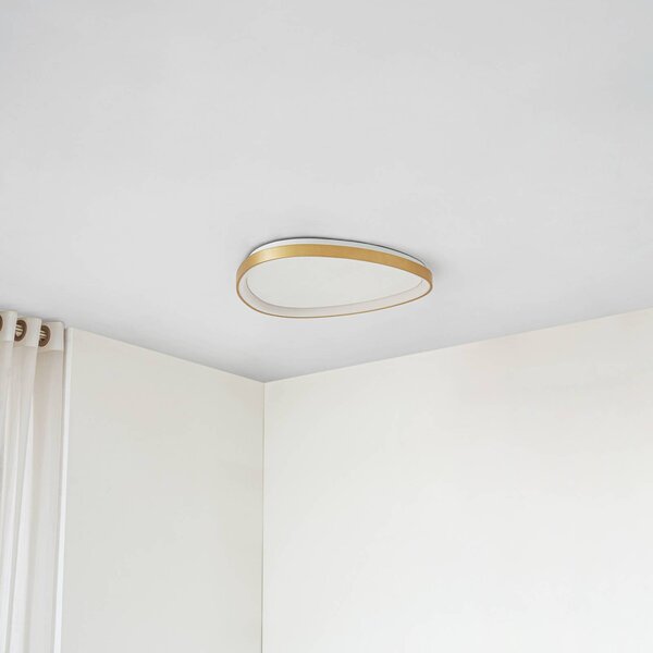 Lampa sufitowa LED Asken Lucande, możliwość ściemniania, mosiężny / złoty, salon / jadalnia, aluminium, nowoczesny