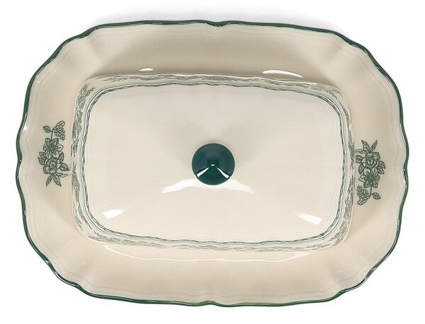 Zielona/w kolorze kości słoniowej porcelanowa maselniczka Cyril – S|P Collection