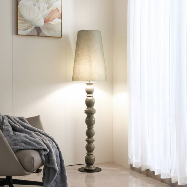 Lampa stojąca Lyndorin Lucande, zielony, salon / jadalnia, ceramika, design