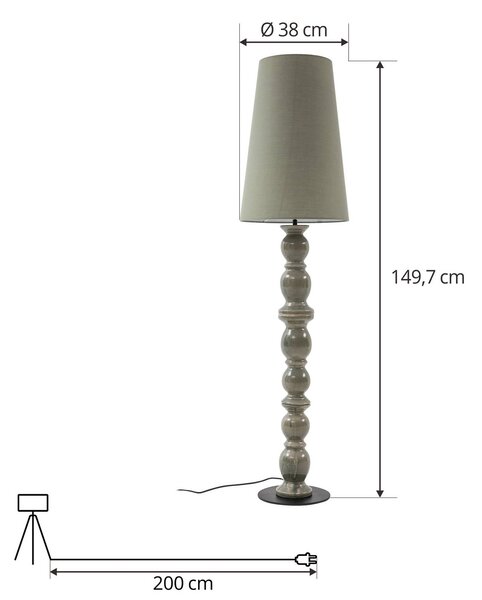 Lampa stojąca Lyndorin Lucande, zielony, salon / jadalnia, ceramika, design