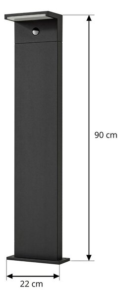 Arcchio słupek oświetleniowy LED Iberion, 90 cm, antracyt, czujnik Iberion, czarny, aluminium, nowoczesny