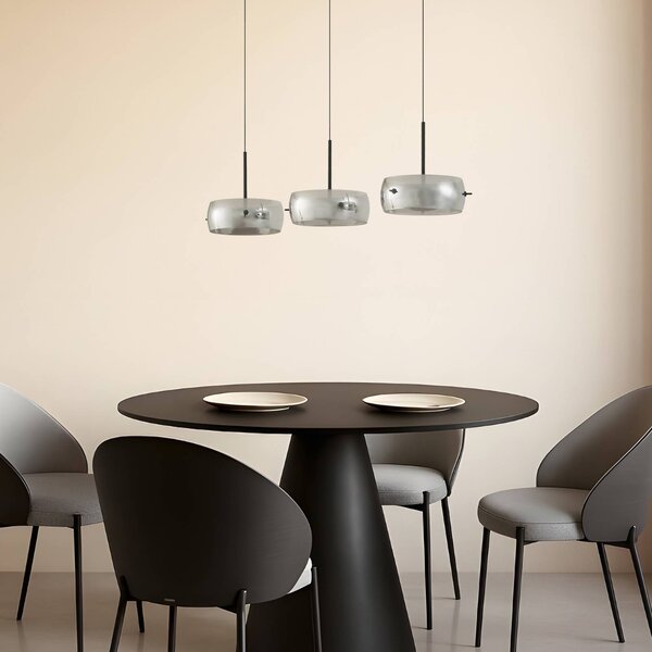 Lampa wisząca Martis Lucande, możliwość ściemniania, czarny, salon / jadalnia, szkło, nowoczesny