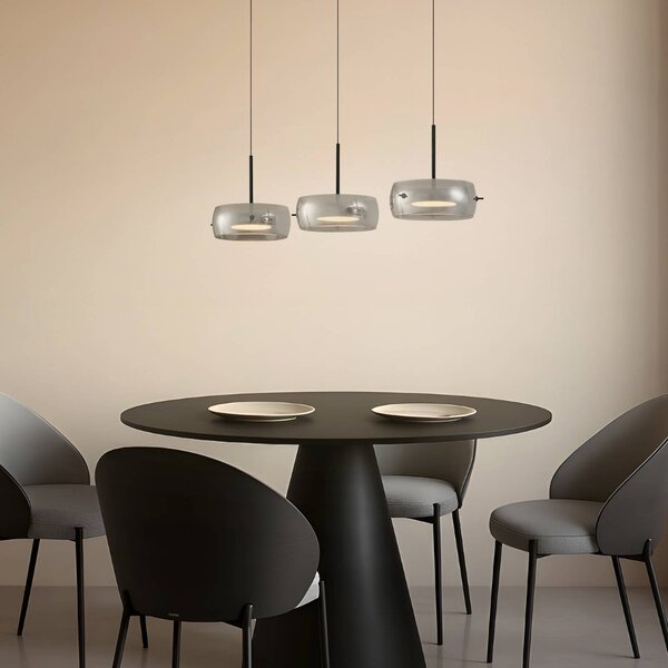 Lampa wisząca Martis Lucande, możliwość ściemniania, czarny, salon / jadalnia, szkło, nowoczesny