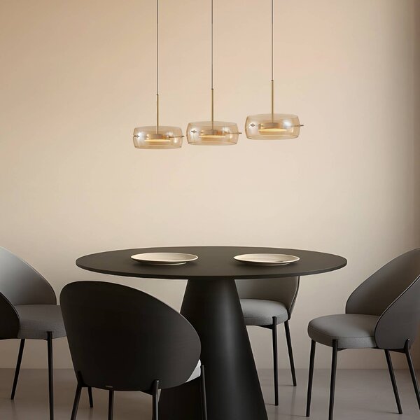 Lampa wisząca Martis Lucande, możliwość ściemniania, kremowy / amber, salon / jadalnia, szkło, nowoczesny
